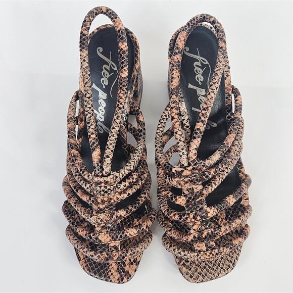 Free People Colette Cinched Heel Python Snakeskin Size 36.5 Sandal - Picture 8 of 12